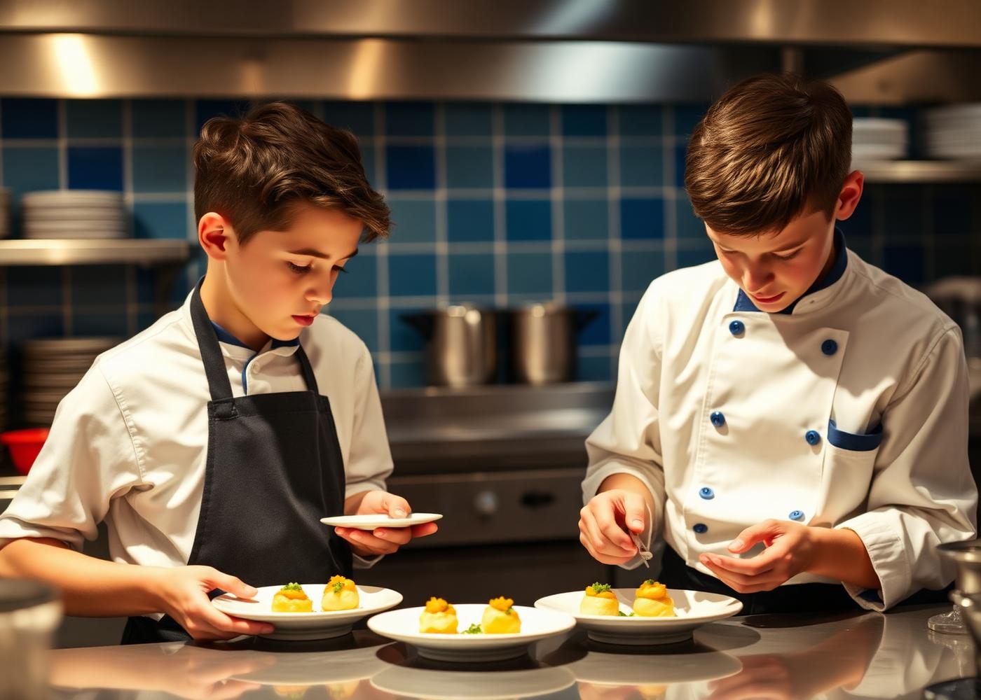 Bautista y Manuel trabajando en la cocina